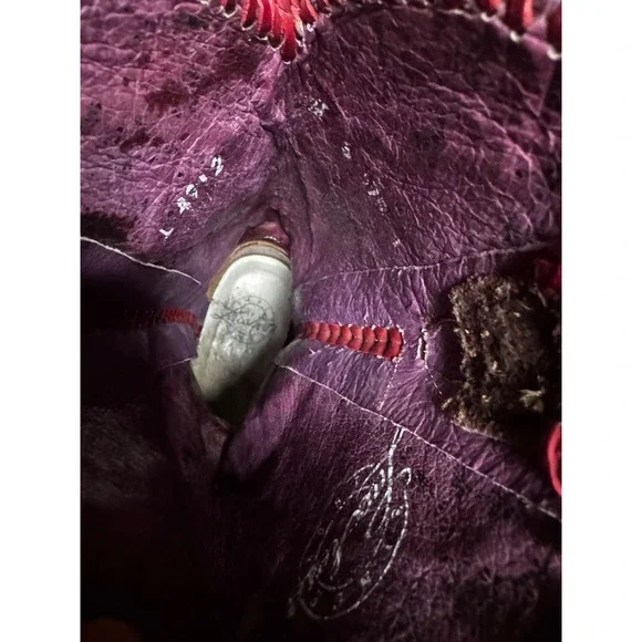 Lucchese 1883 Womens Brown‎ Gold Distressed Leather Charlie Horse Boots Red Trim - Picture 5 of 5